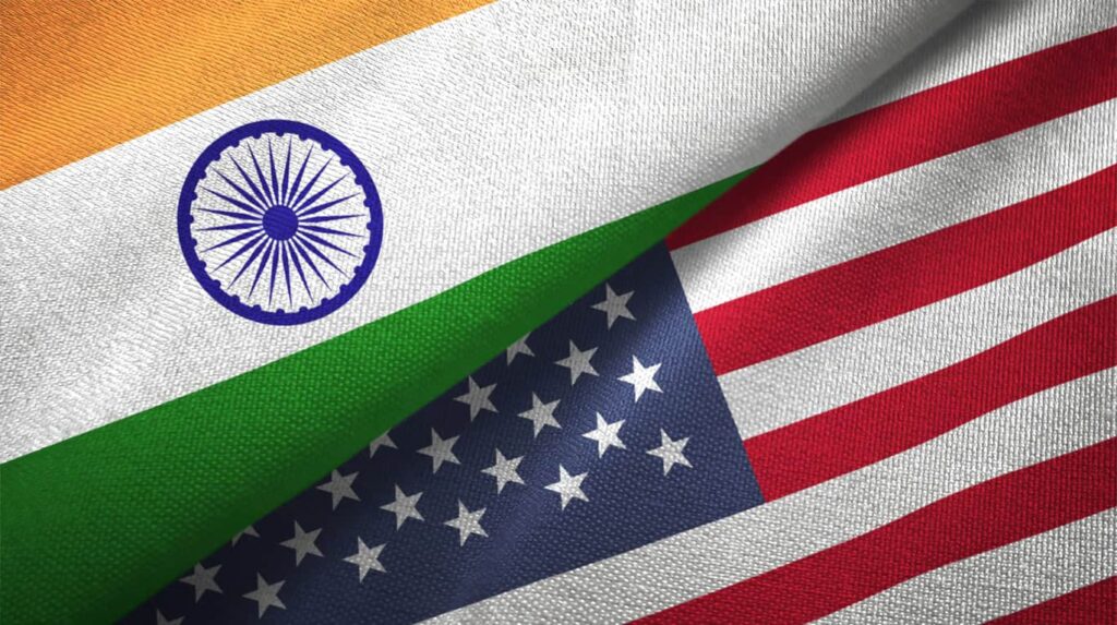 Indian and US flags.