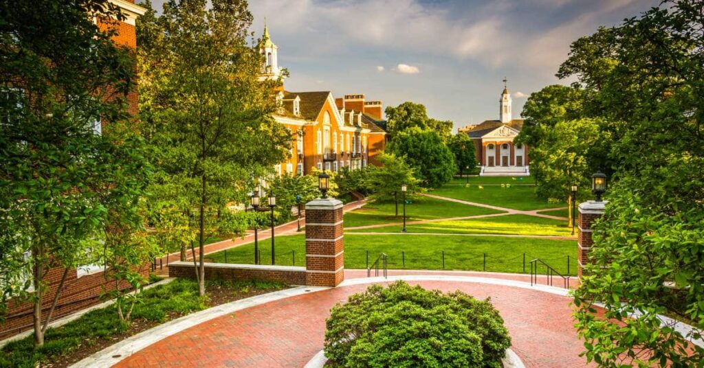 Buildings on Johns Hopkins University campus